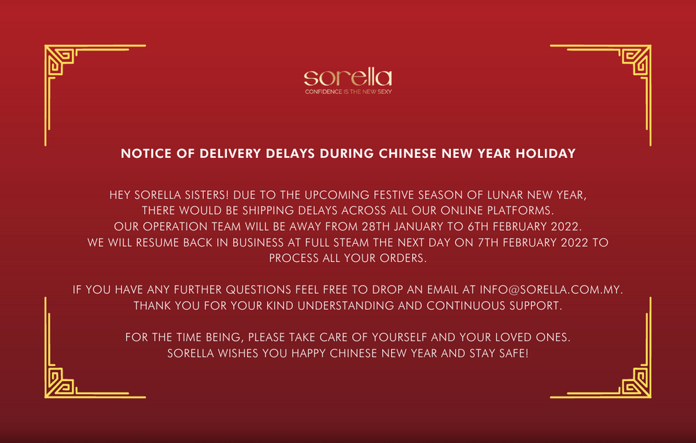 Notice of Delivery Delays During CNY