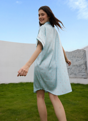 Aqua Blossom Short Sleeves Dress  / Gaun Lengan Pendek Aqua Blossom S35-NE3084
