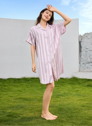 Jacquard Stripes Short Sleeves Dress / Gaun Lengan Pendek Corak Jalur Jacquard S35-NE3079