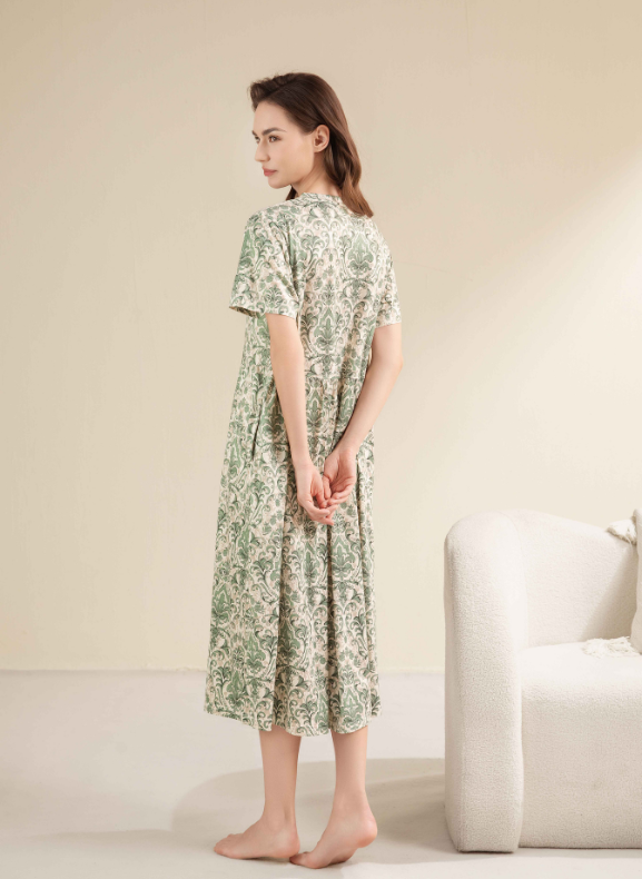 Botanical Secret Midi Short Sleeves Dress / Gaun Midi Lengan Pendek Botanical Secret S35-NE3078