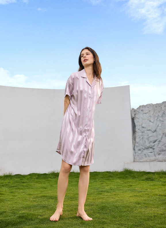 Jacquard Stripes Short Sleeves Dress / Gaun Lengan Pendek Corak Jalur Jacquard S35-NE3079