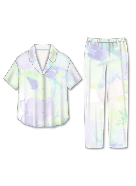 Misty Glow Pajamas Set / Set Pijama Lengan Pendek & Seluar Panjang Misty Glow S35-PA2378