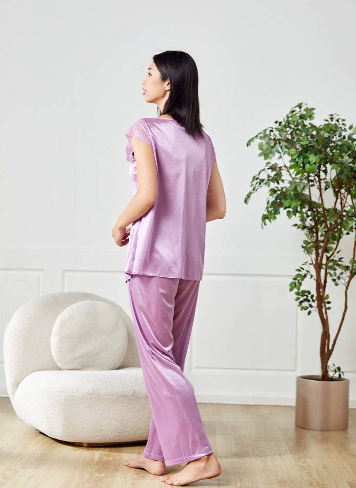 Nylon Long Pant Pajamas Set S35-PA2313